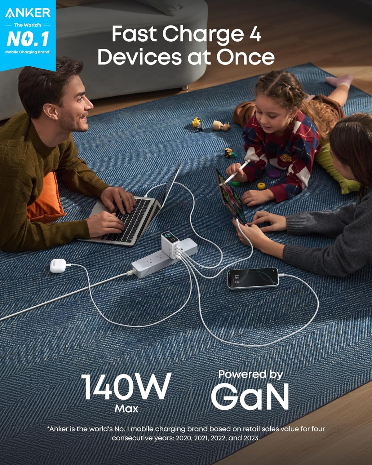 ankerrdeals Charger (140W, 4-Port, PD 3.1) with USB-C Cable