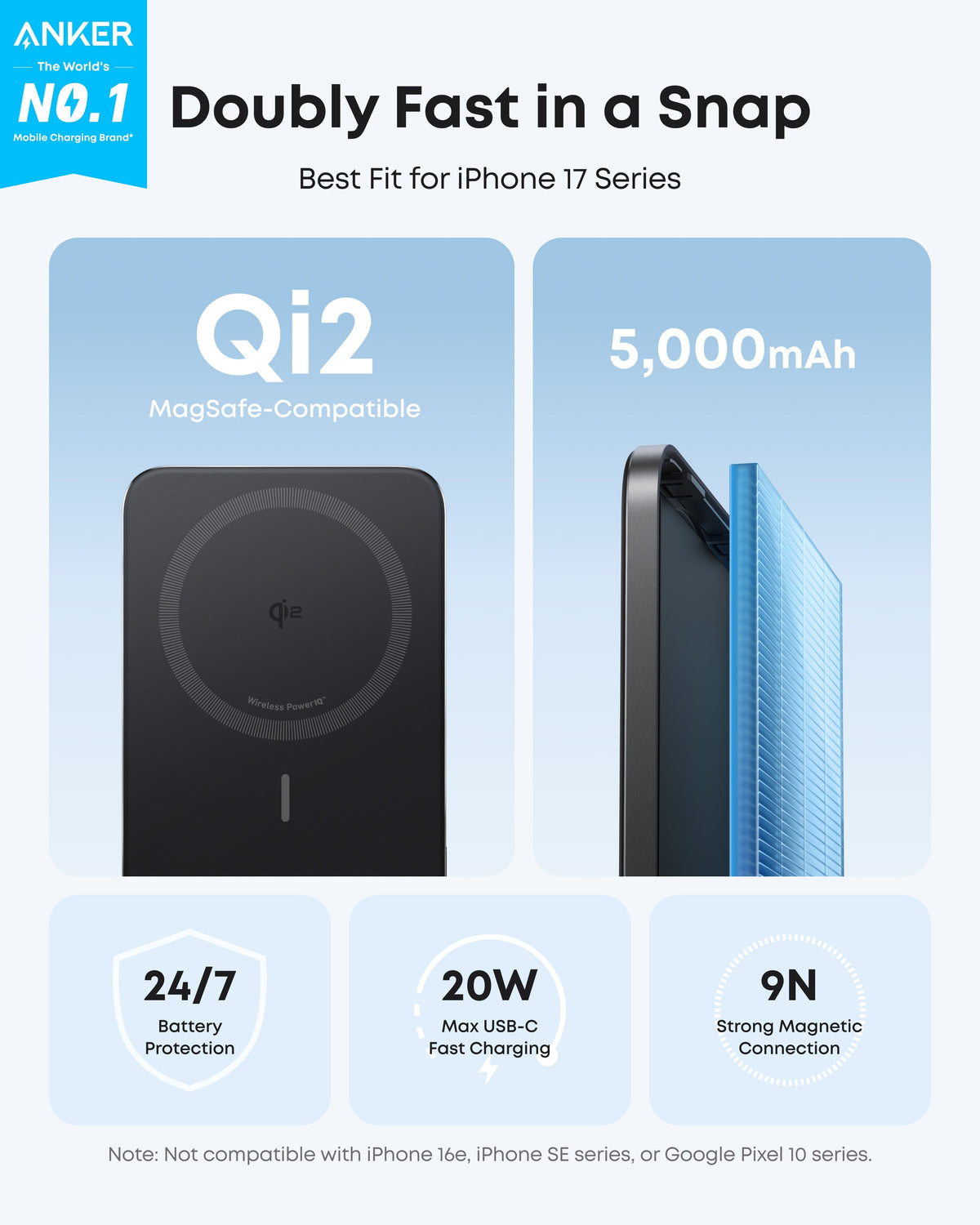ankerrdeals Mini Power Bank (5K, Magnetic, Slim)