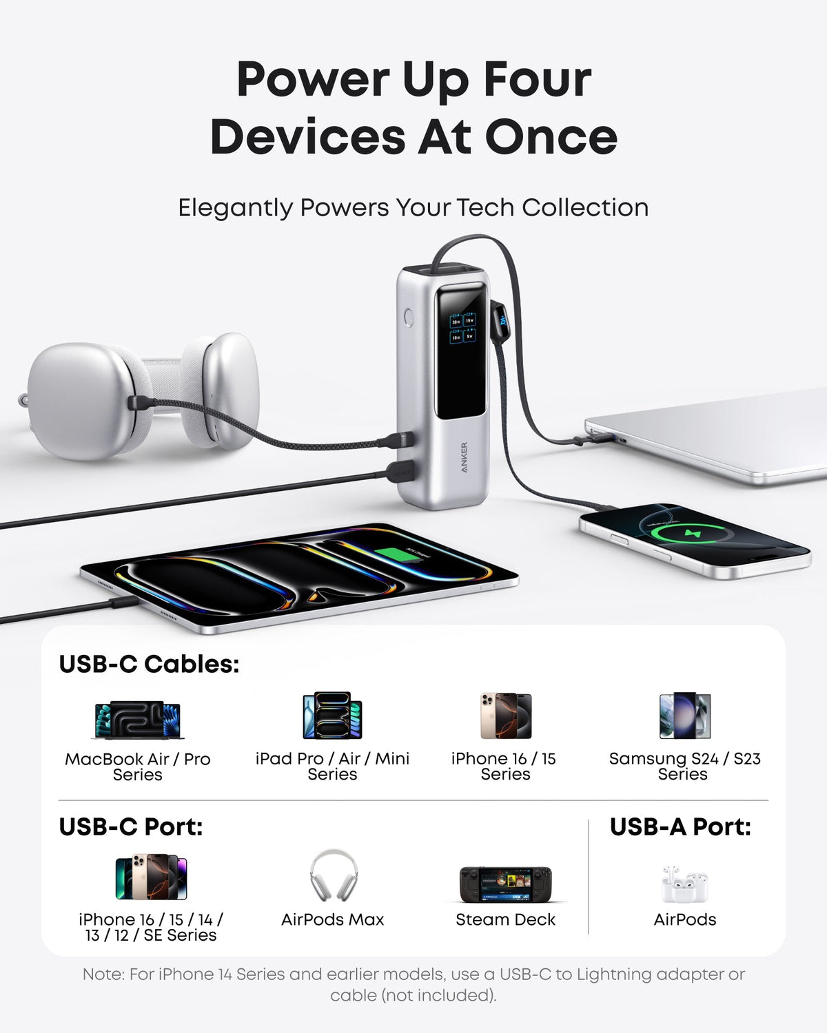 Bundle kit: ankerrdeals Laptop Power Bank (25K, 165W, Built-In and Retractable Cables) and ankerrdeals USB-C to USB-C Cable (6 ft, 240W, Upcycled-Braided)