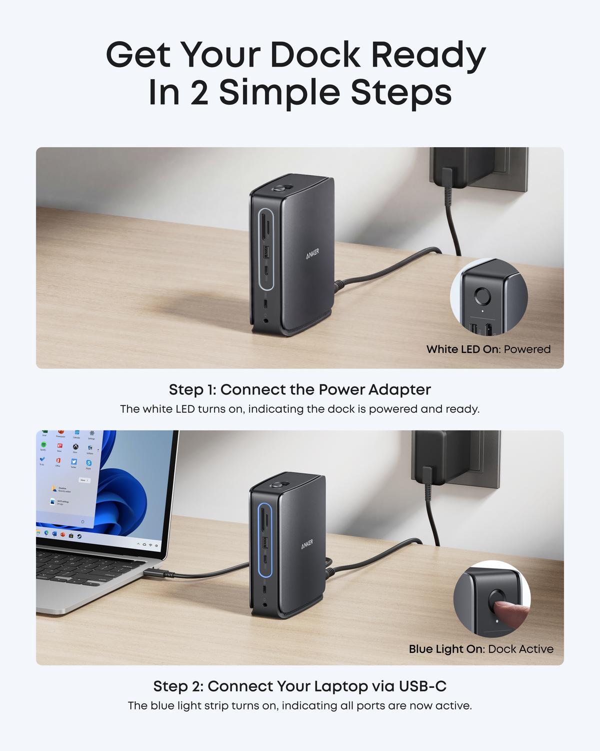 ankerrdeals Mini Docking Station (13-in-1, Triple Display, Built-In Removable Hub)