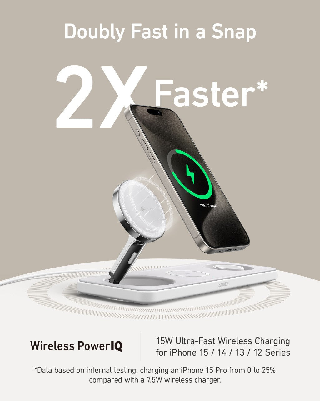 Refurbished ankerrdeals Magnetic Wireless Charging Station (3-in-1 Pad)