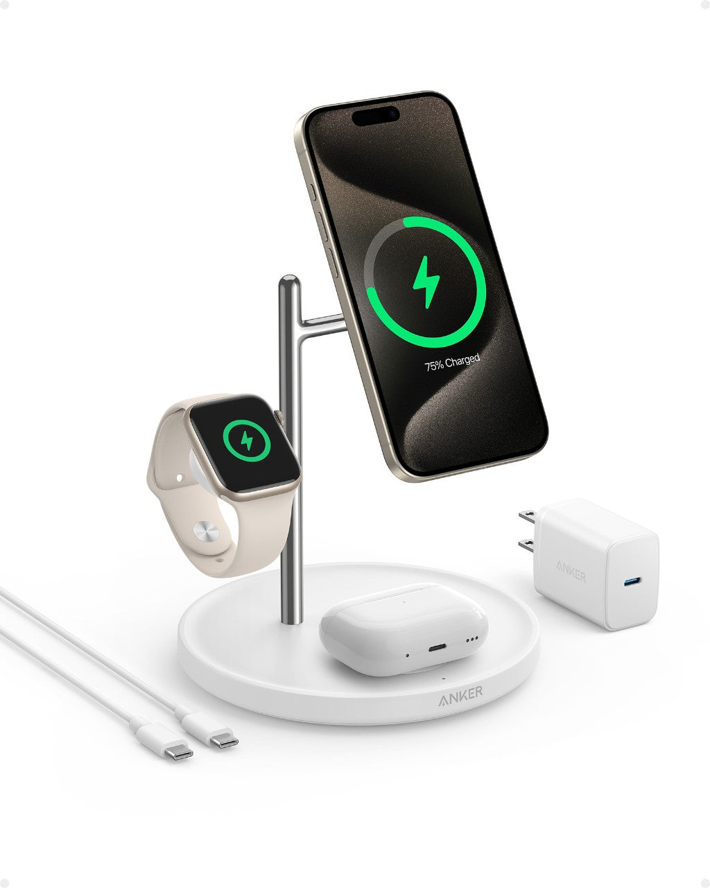 Refurbished ankerrdeals Magnetic Wireless Charging Station (3-in-1 Stand)