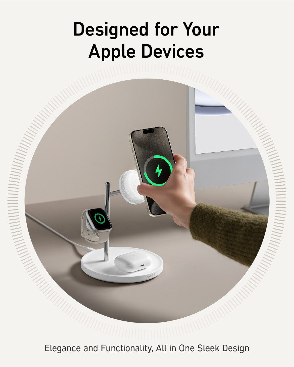 Refurbished ankerrdeals Magnetic Wireless Charging Station (3-in-1 Stand)