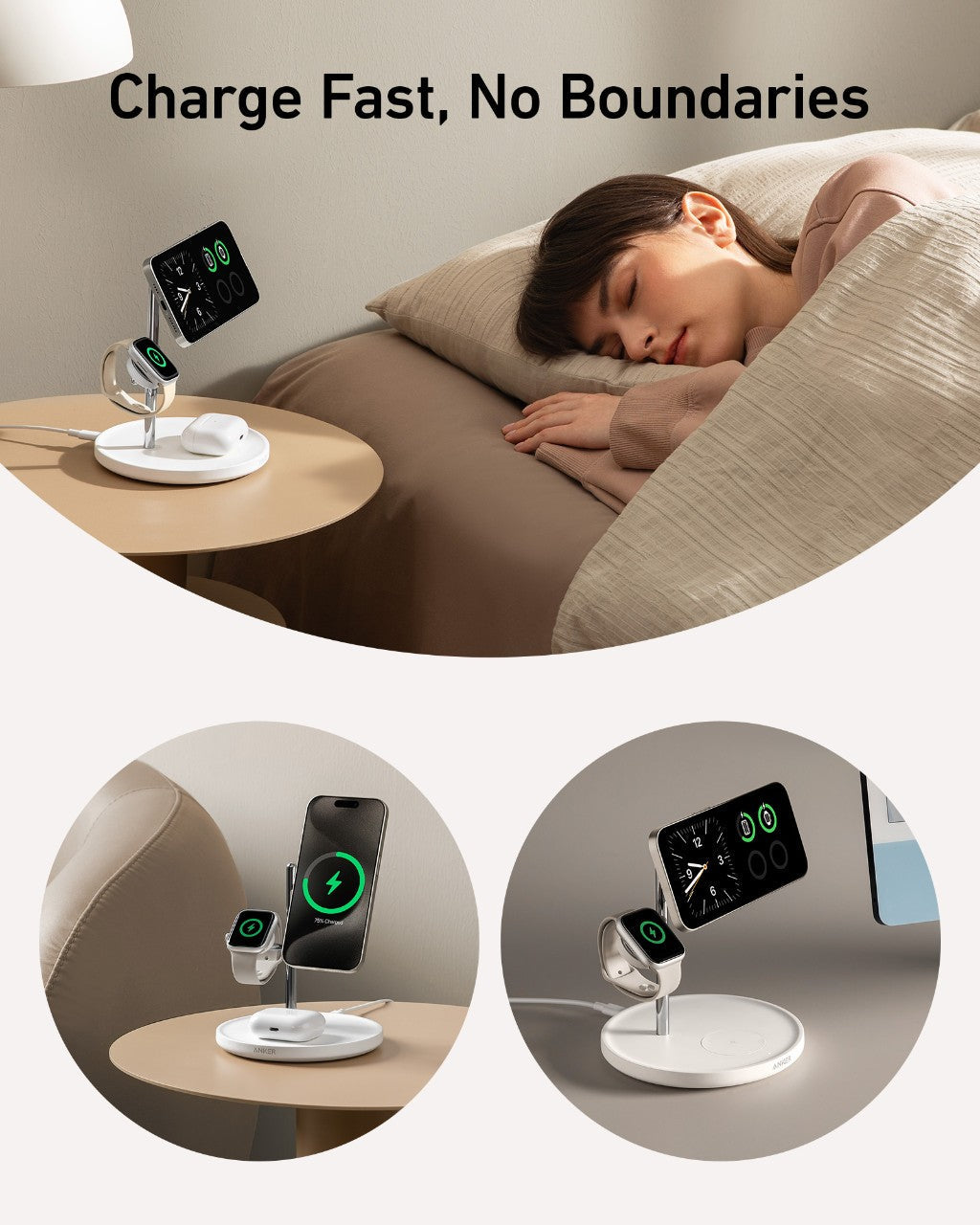 Refurbished ankerrdeals Magnetic Wireless Charging Station (3-in-1 Stand)