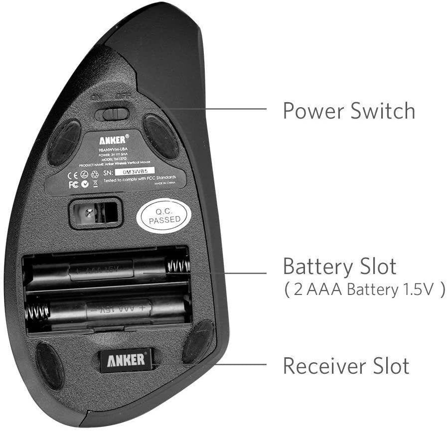 Refurbished ankerrdeals 2.4G Wireless Vertical Ergonomic Optical Mouse