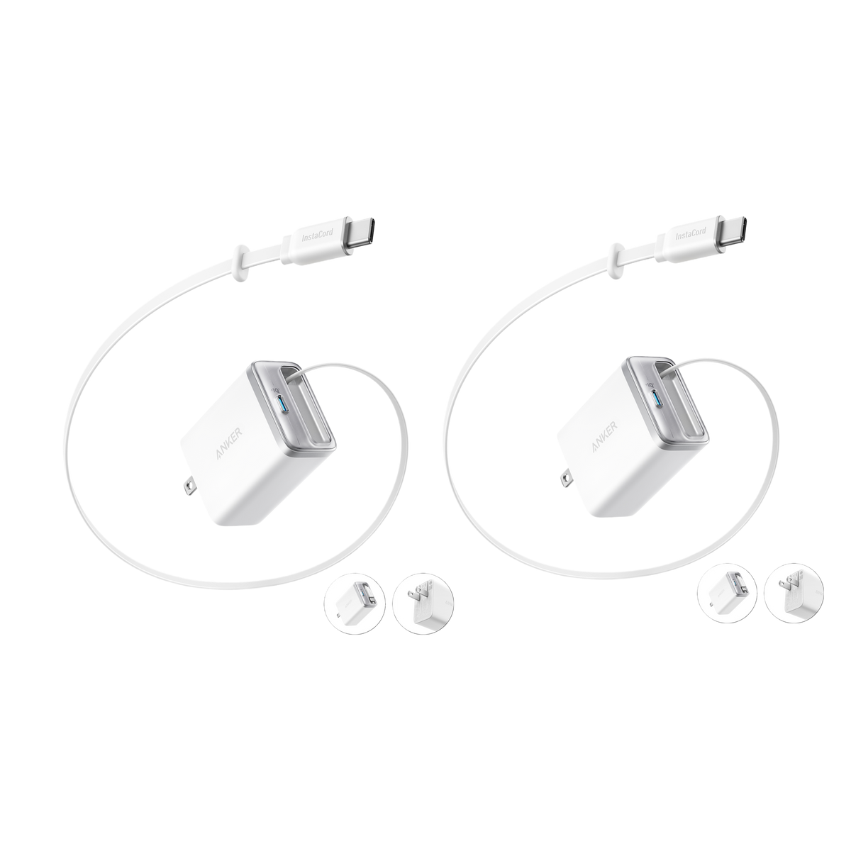 ankerrdeals Mini Charger (35W, Built-In Retractable USB-C Cable) —2- Pack