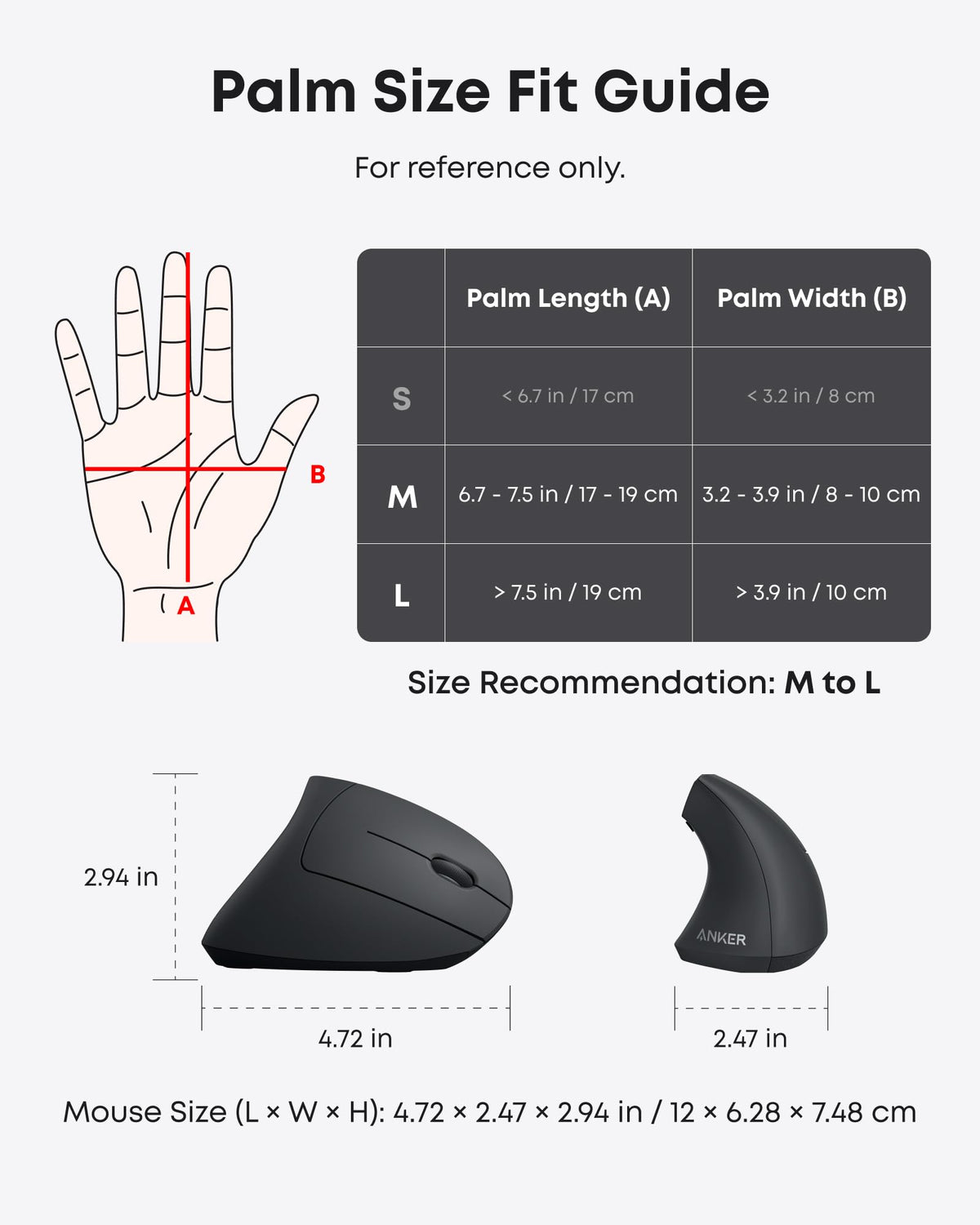 ankerrdeals 2.4G Wireless Vertical Ergonomic Optical Mouse