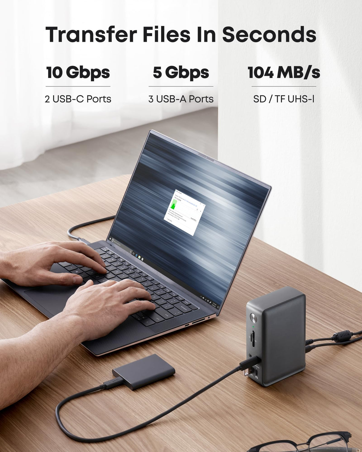 ankerrdeals 575 USB-C Docking Station (13-in-1) and New Nylon USB-C to USB-C 100W Cable (10 ft)
