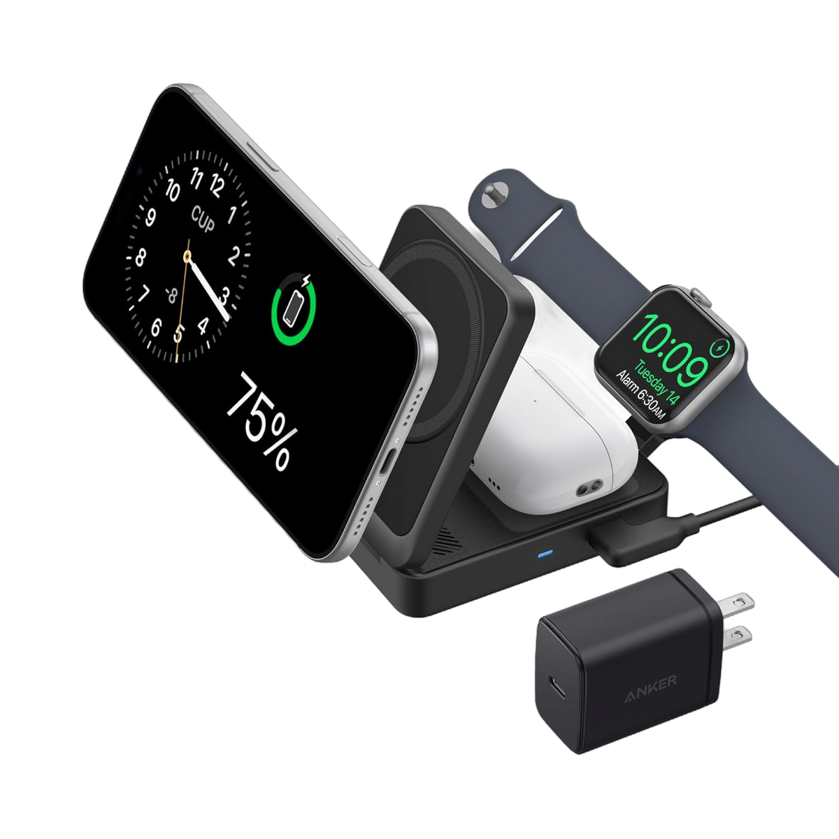 ankerrdeals Magnetic Wireless Charging Station (Foldable 3-in-1)