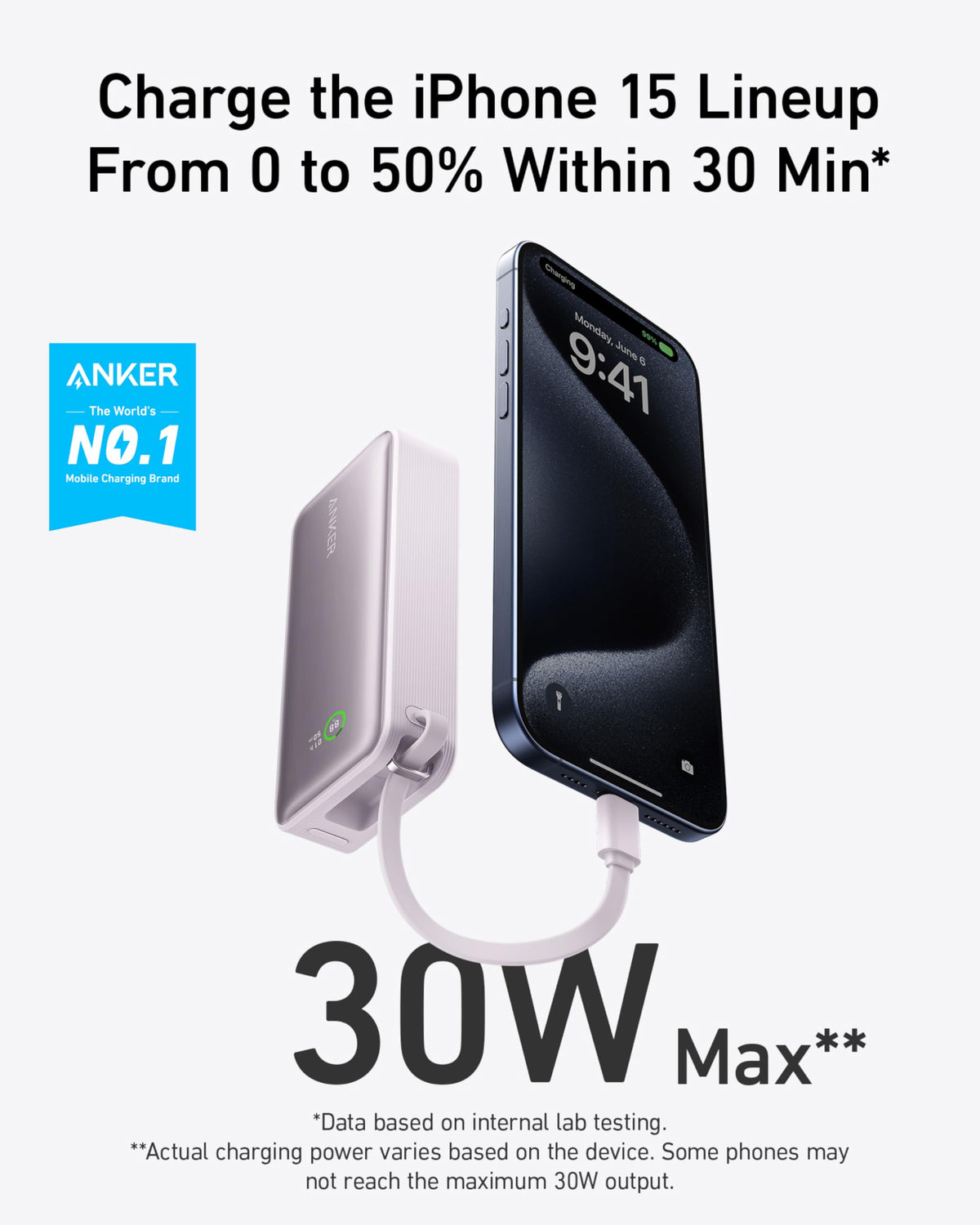 ankerrdeals Mini Power Bank (30W, Built-In USB-C Cable)
