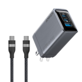 ankerrdeals Pro Charger (100W, 3 Ports, GaN) and ankerrdeals USB-C to USB-C Cable (3 ft / 6 ft, 240W, Upcycled-Braided)