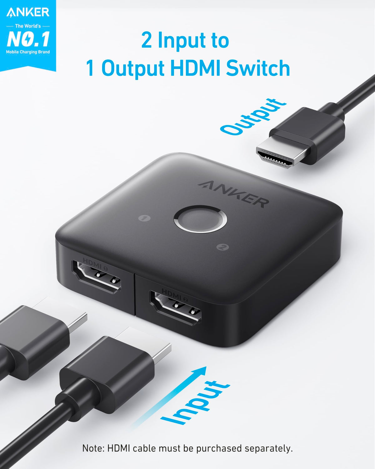 ankerrdeals HDMI Switch (2 in 1 Out, 4K HDMI)