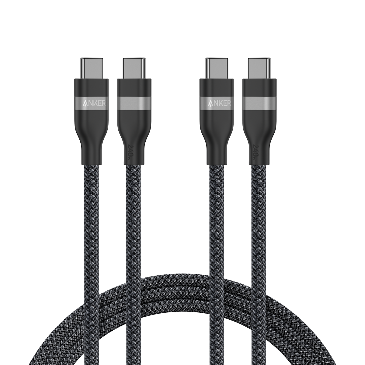 ankerrdeals USB-C to USB-C Cable (3 ft / 6 ft, 240W, Upcycled-Braided, 2-Pack)