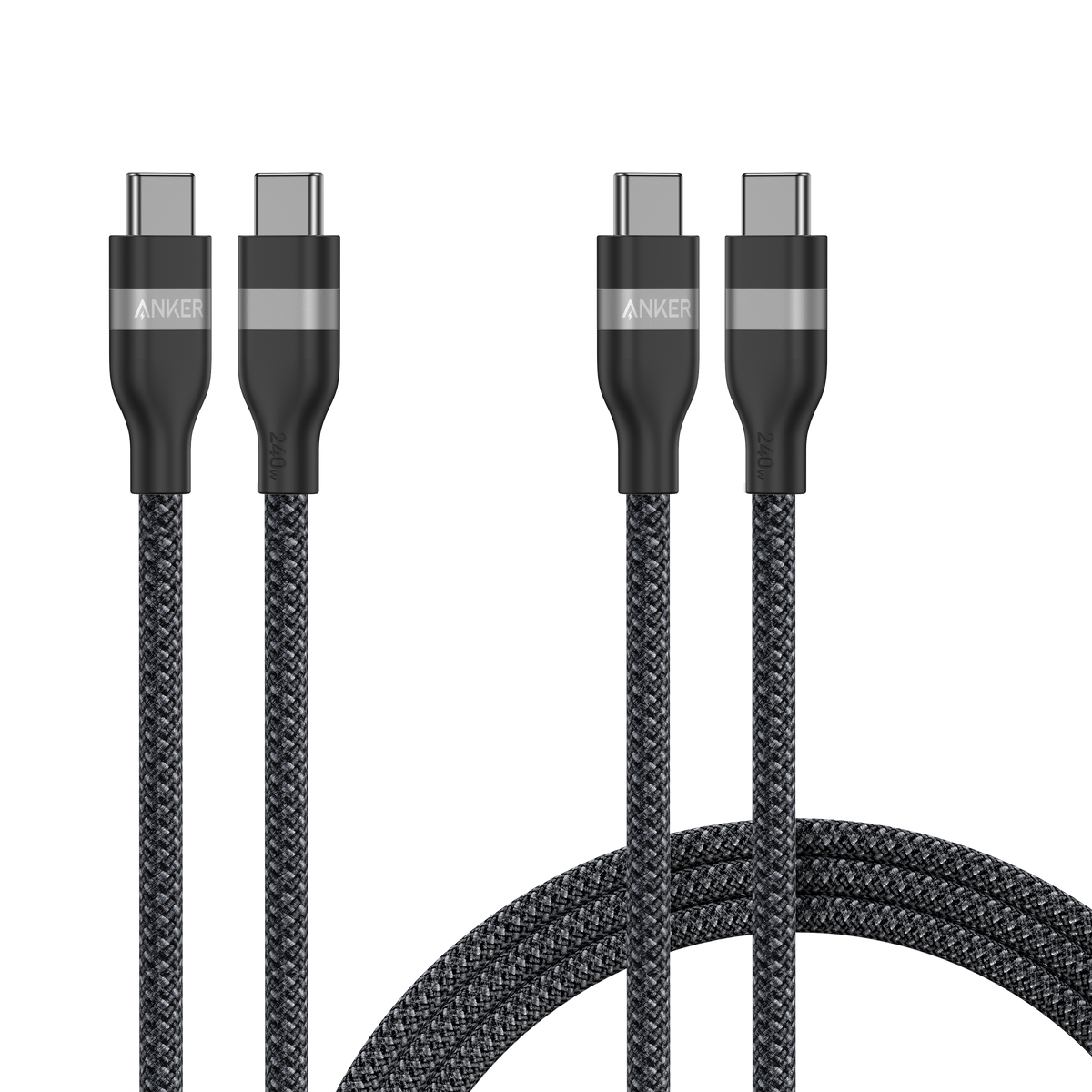 ankerrdeals USB-C to USB-C Cable (3 ft / 6 ft, 240W, Upcycled-Braided, 2-Pack)