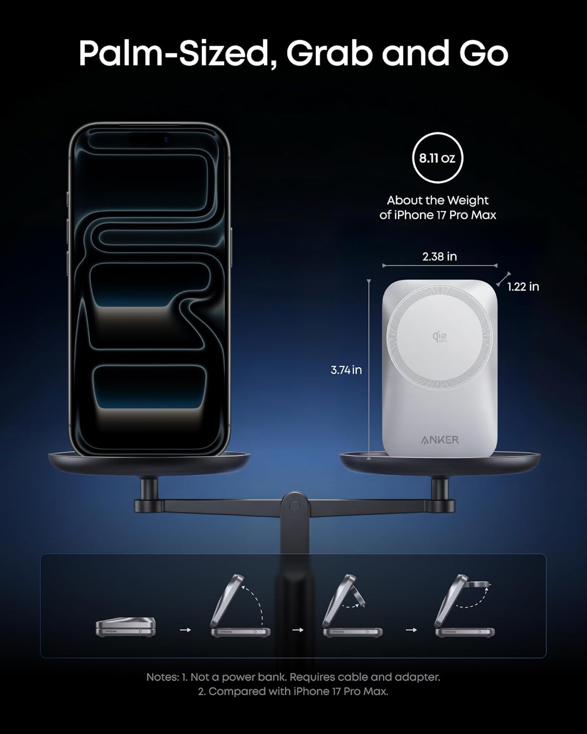 ankerrdeals Pro Wireless Charging Station (3-in-1, Magnetic, AirCool, Foldable)