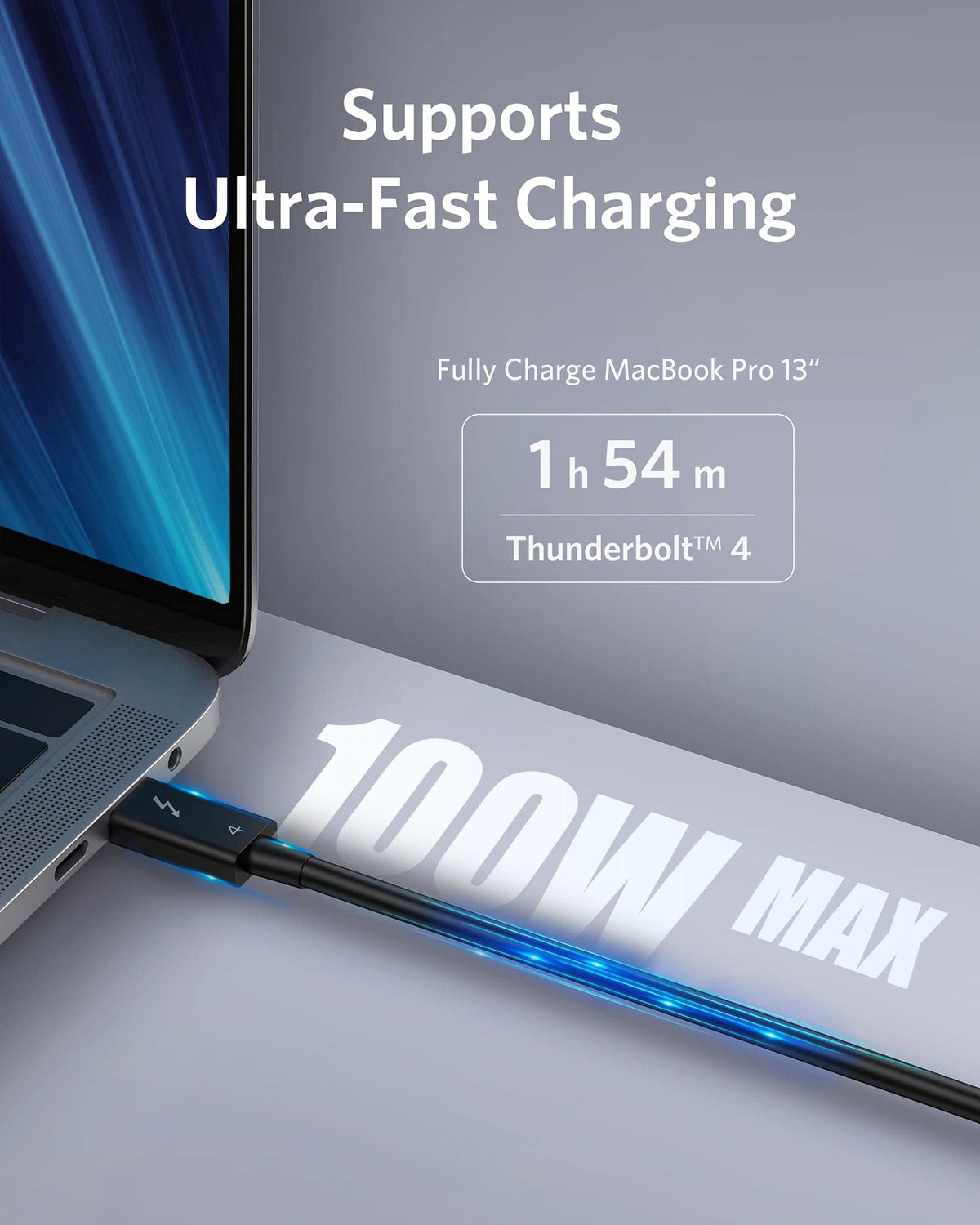 Refurbished ankerrdeals USB-C to USB-C Thunderbolt 4 100W Cable (2.3 ft)