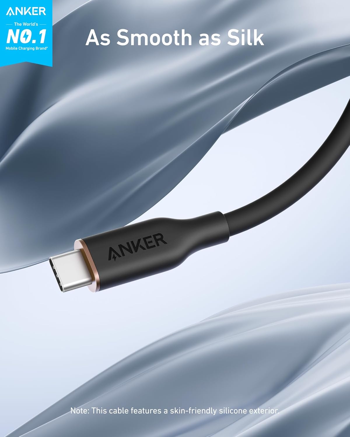 ankerrdeals 643 USB-C to USB-C Cable (Flow, Silicone, 240W, 2-Pack, Midnight Black)
