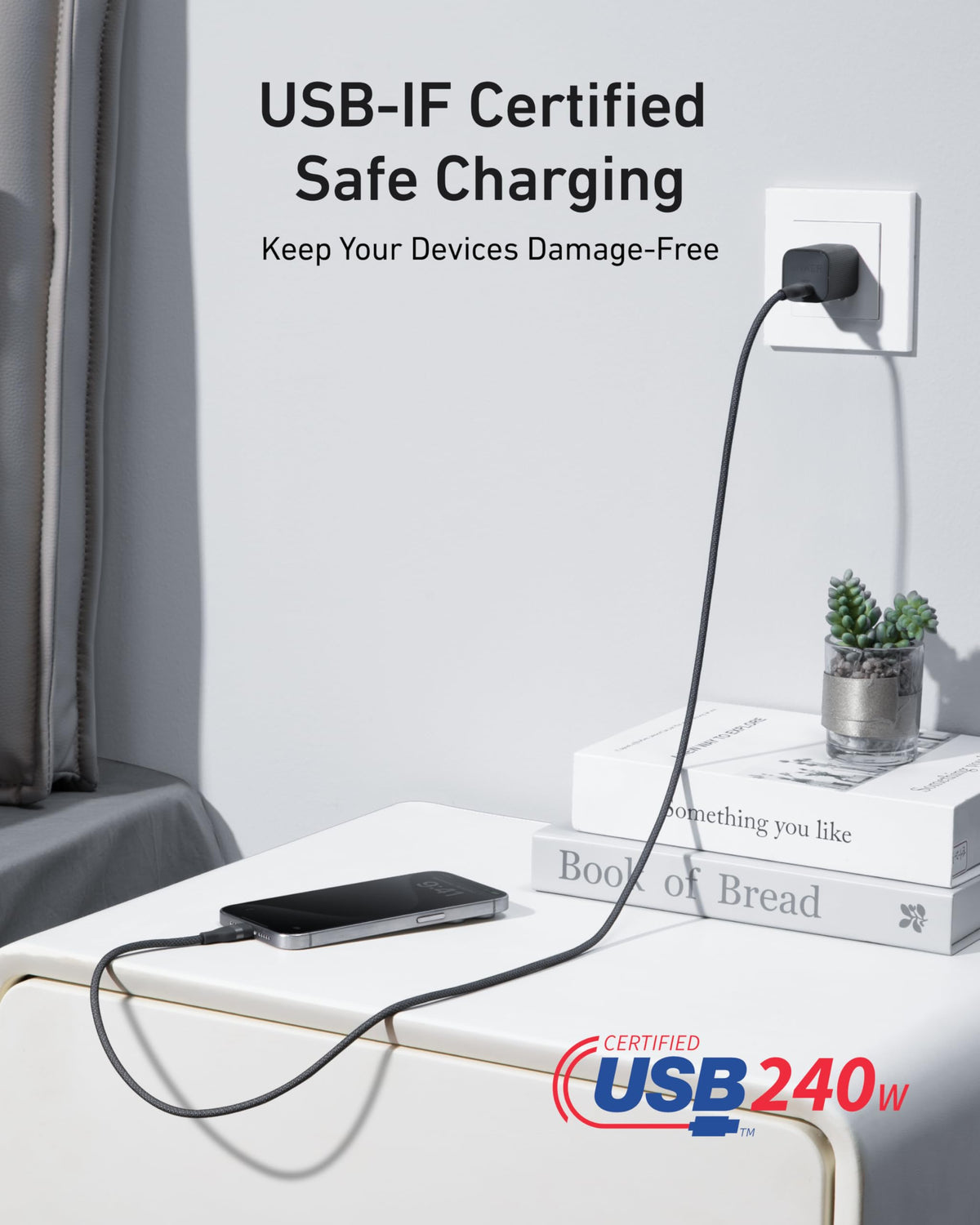ankerrdeals USB-C to USB-C Cable (3 ft / 6 ft, 240W, Upcycled-Braided, 2-Pack)