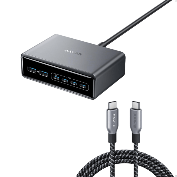 ankerrdeals Pro Charger (200W, 6 Ports, GaN) and ankerrdeals Pro USB-C to USB-C Cable 240W