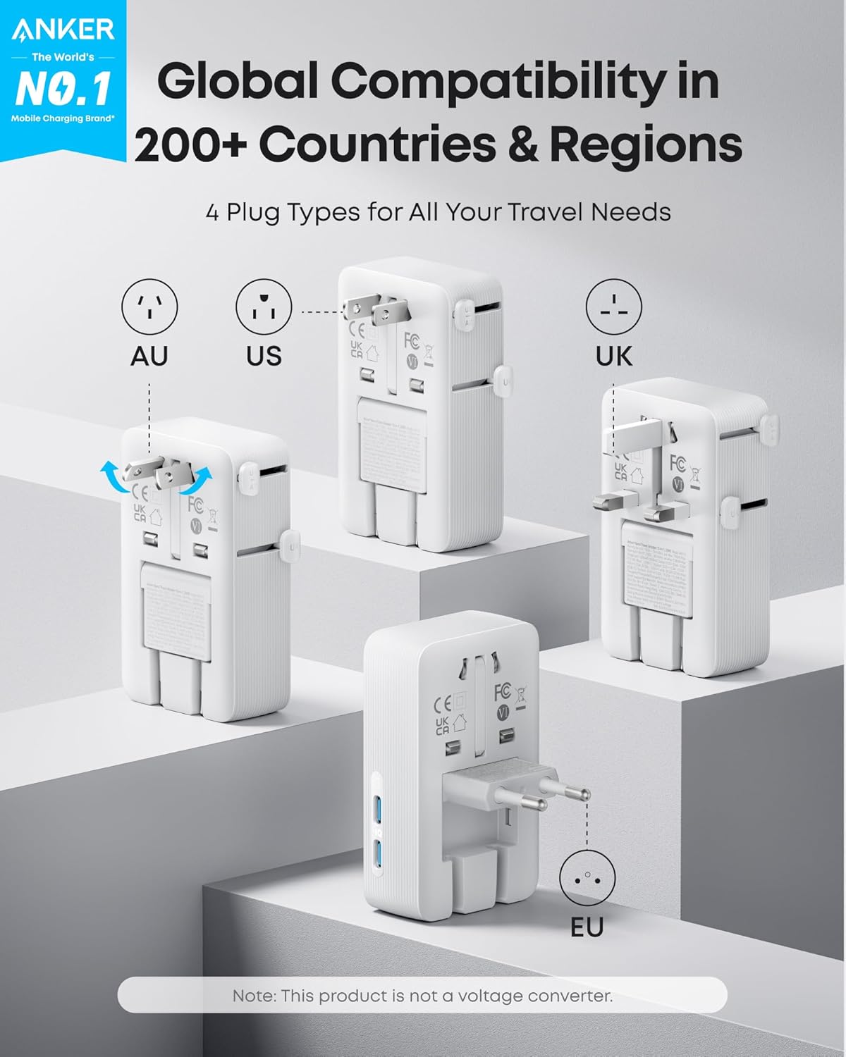 ankerrdeals Magnetic Wireless Charging Station (3-in-1, Foldable Pad) and ankerrdeals Mini Travel Adapter (5-in-1, 20W, 1-Pack)