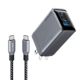 ankerrdeals Pro Charger (100W, 3 Ports, GaN) and ankerrdeals Pro USB-C to USB-C Cable (240W, Upcycled-Braided)