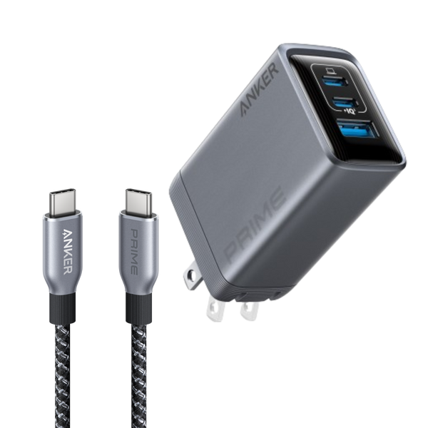 ankerrdeals Pro Charger (100W, 3 Ports, GaN) and ankerrdeals Pro USB-C to USB-C Cable (240W, Upcycled-Braided)