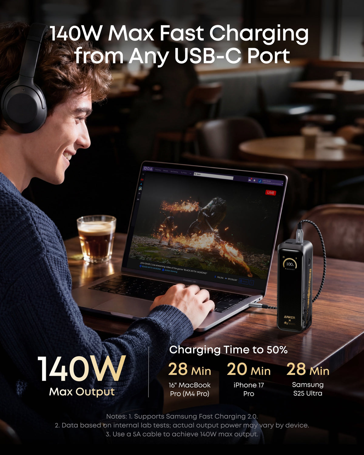 ankerrdeals Pro Power Bank (20K, 220W) Black Myth: Wukong Edition