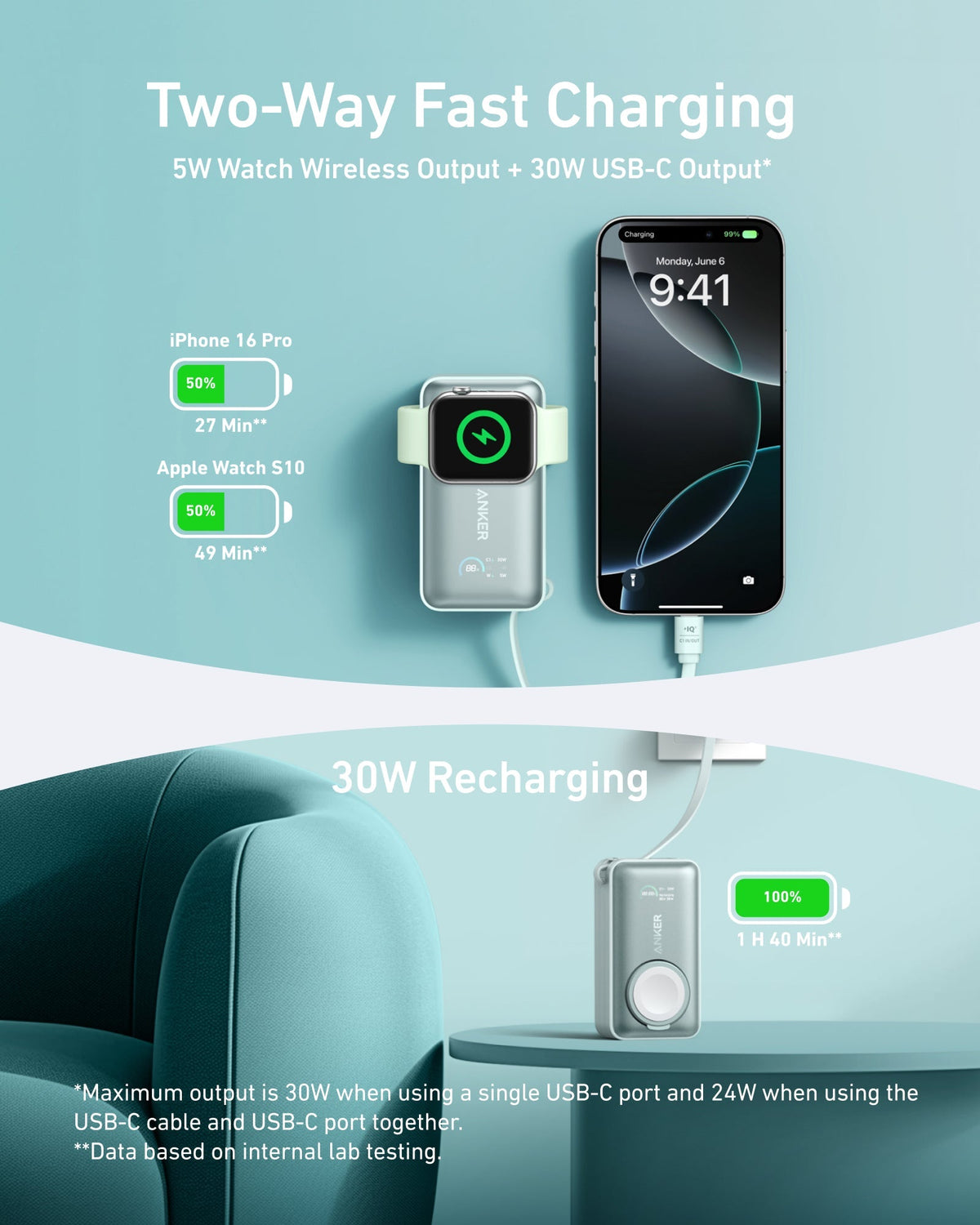 ankerrdeals Magnetic Power Bank (10K, 35W, For Apple Watch)