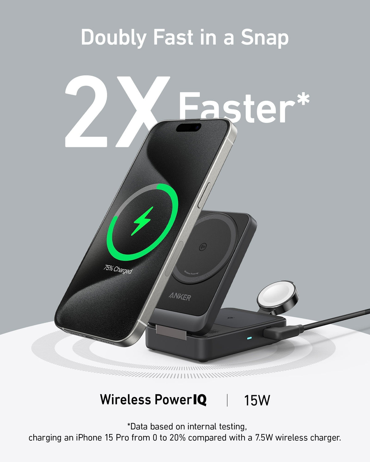 Refurbished ankerrdeals Magnetic Wireless Charging Station (Foldable 3-in-1)