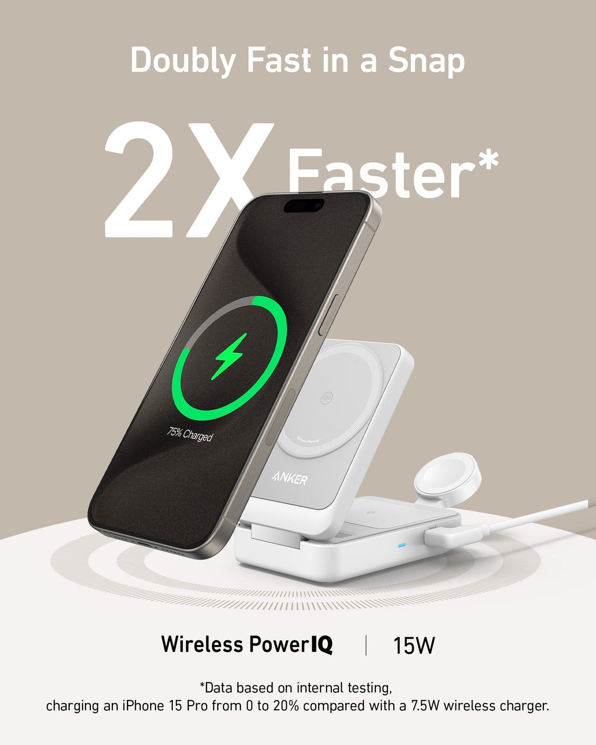 Refurbished ankerrdeals Magnetic Wireless Charging Station (Foldable 3-in-1)