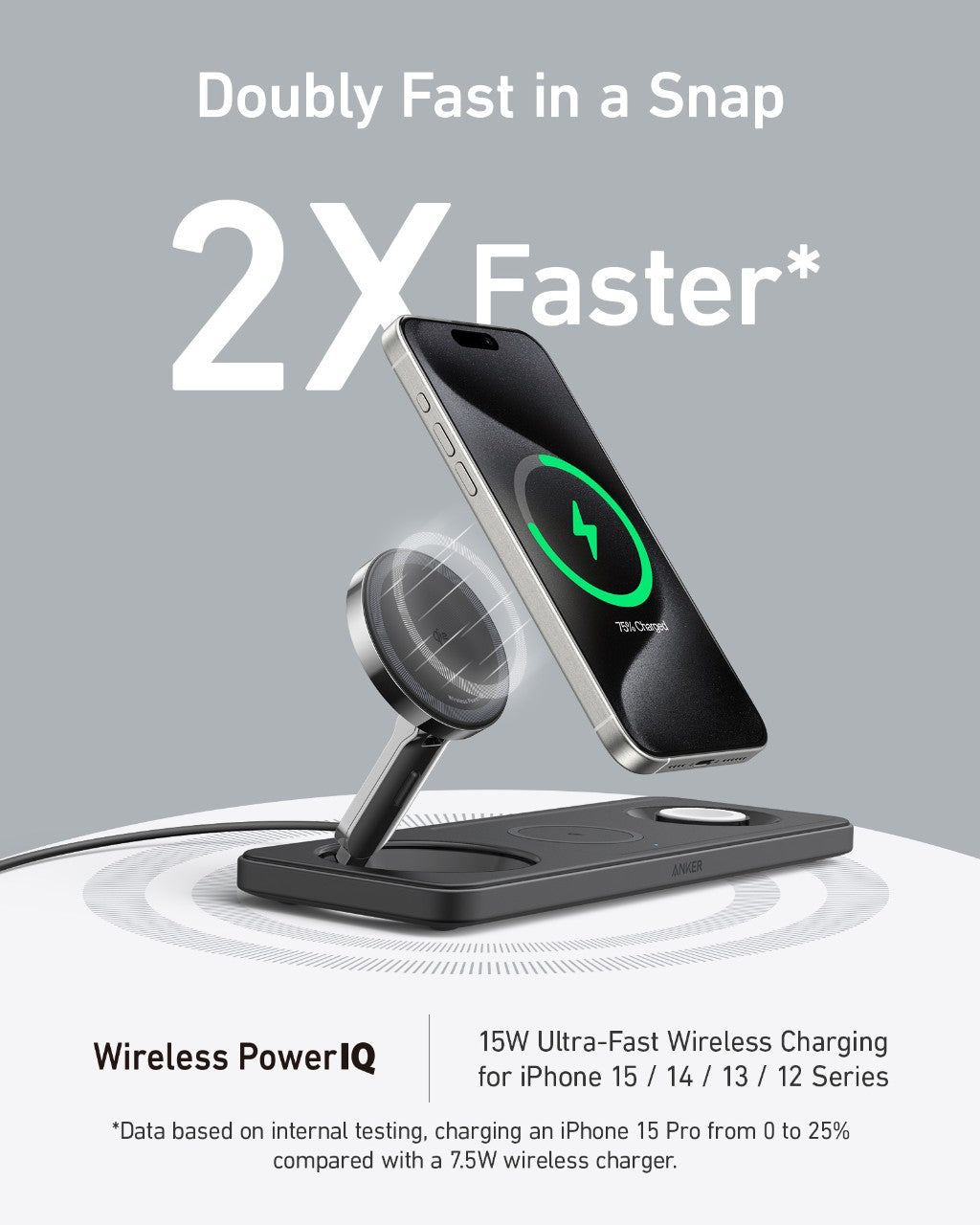 Refurbished ankerrdeals Magnetic Wireless Charging Station (3-in-1 Pad)