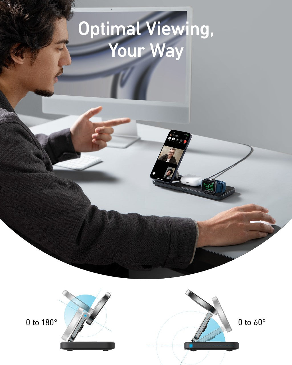 Refurbished ankerrdeals Magnetic Wireless Charging Station (3-in-1 Pad)