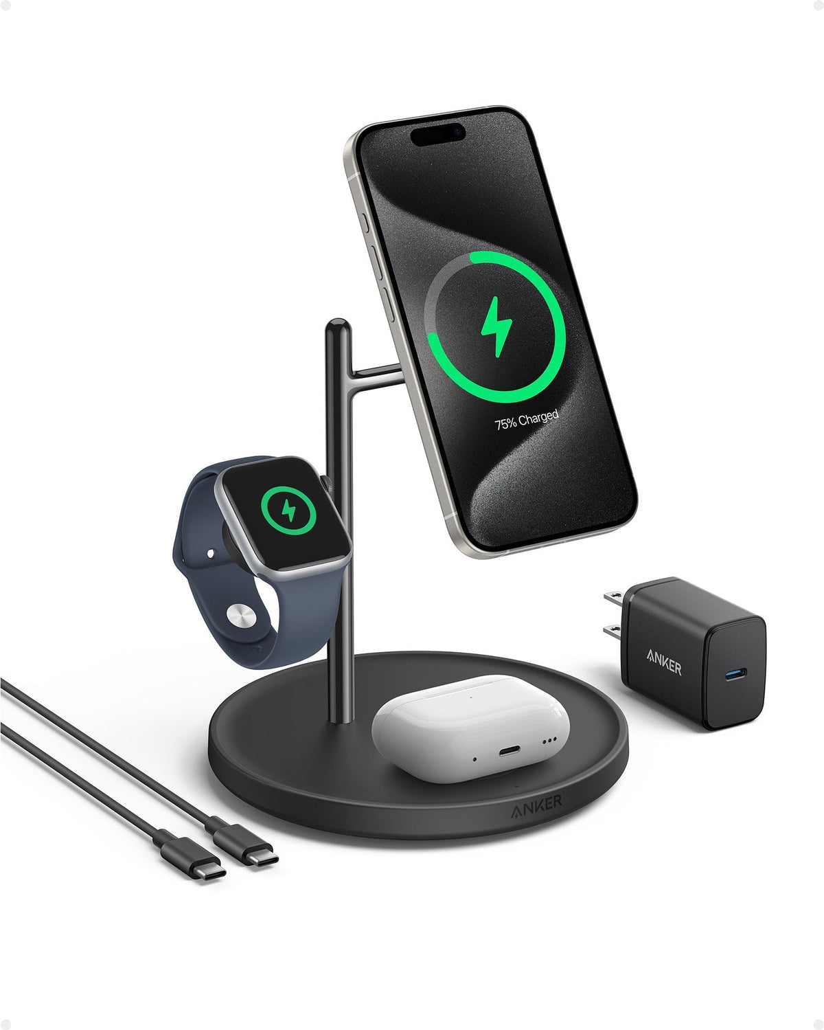 Refurbished ankerrdeals Magnetic Wireless Charging Station (3-in-1 Stand)