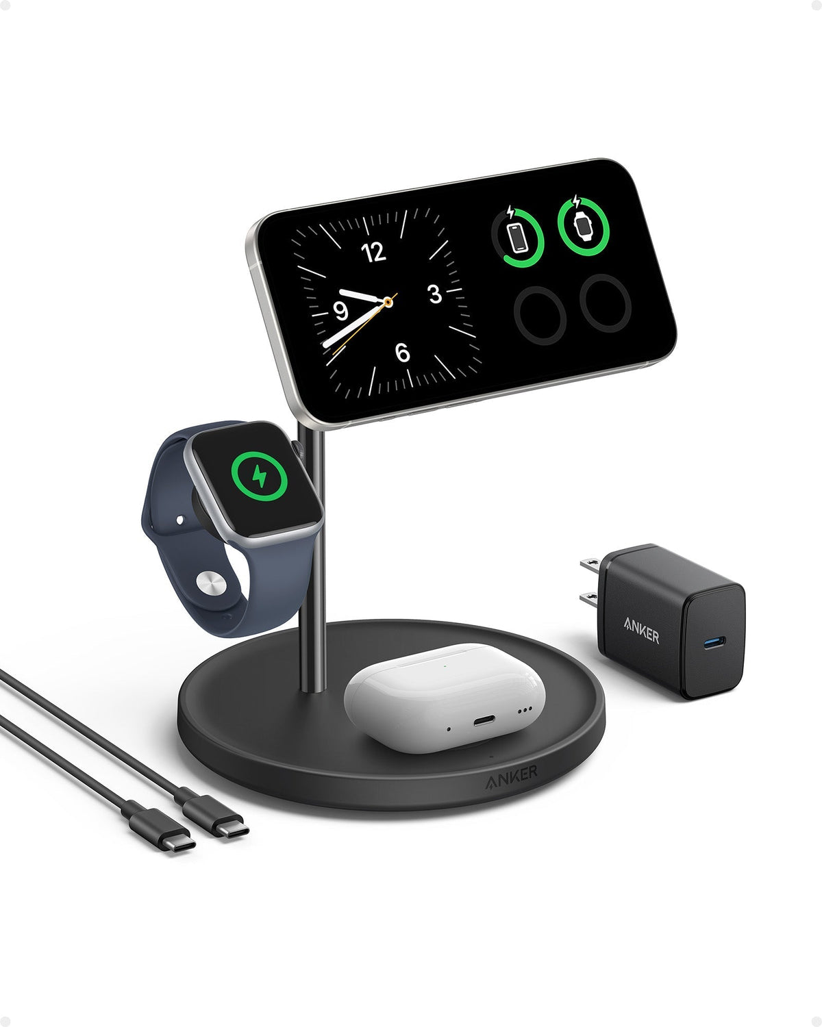 Refurbished ankerrdeals Magnetic Wireless Charging Station (3-in-1 Stand)