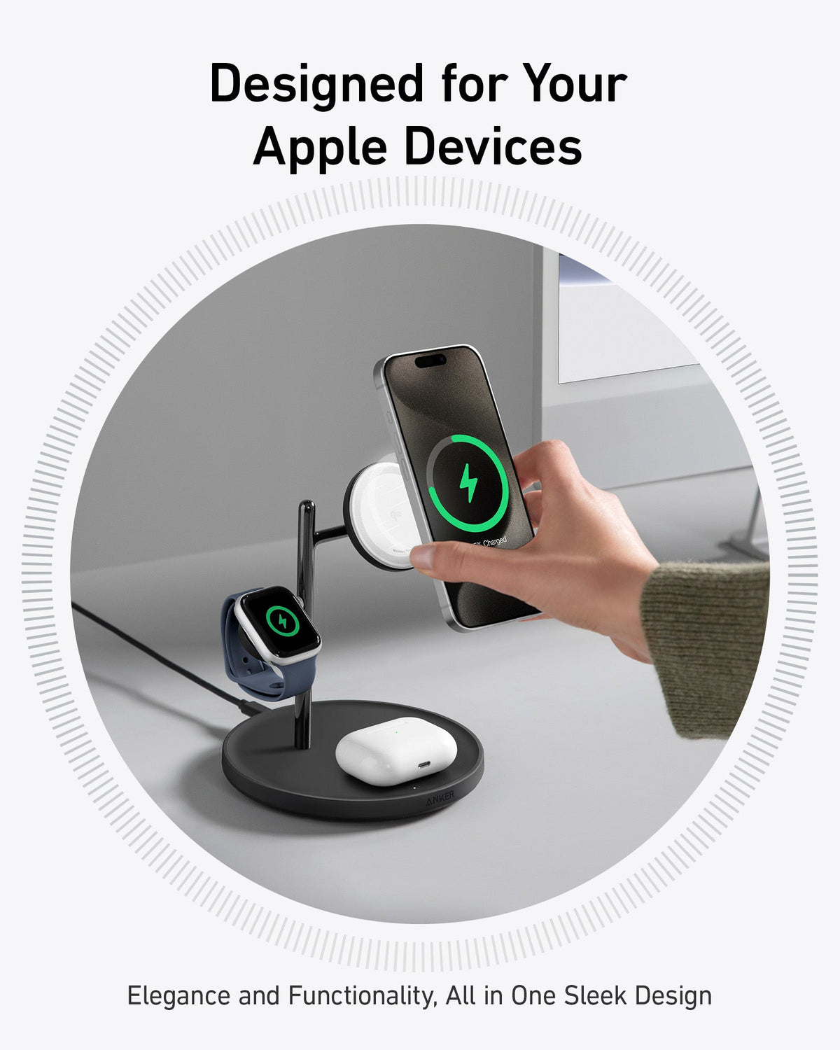 Refurbished ankerrdeals Magnetic Wireless Charging Station (3-in-1 Stand)