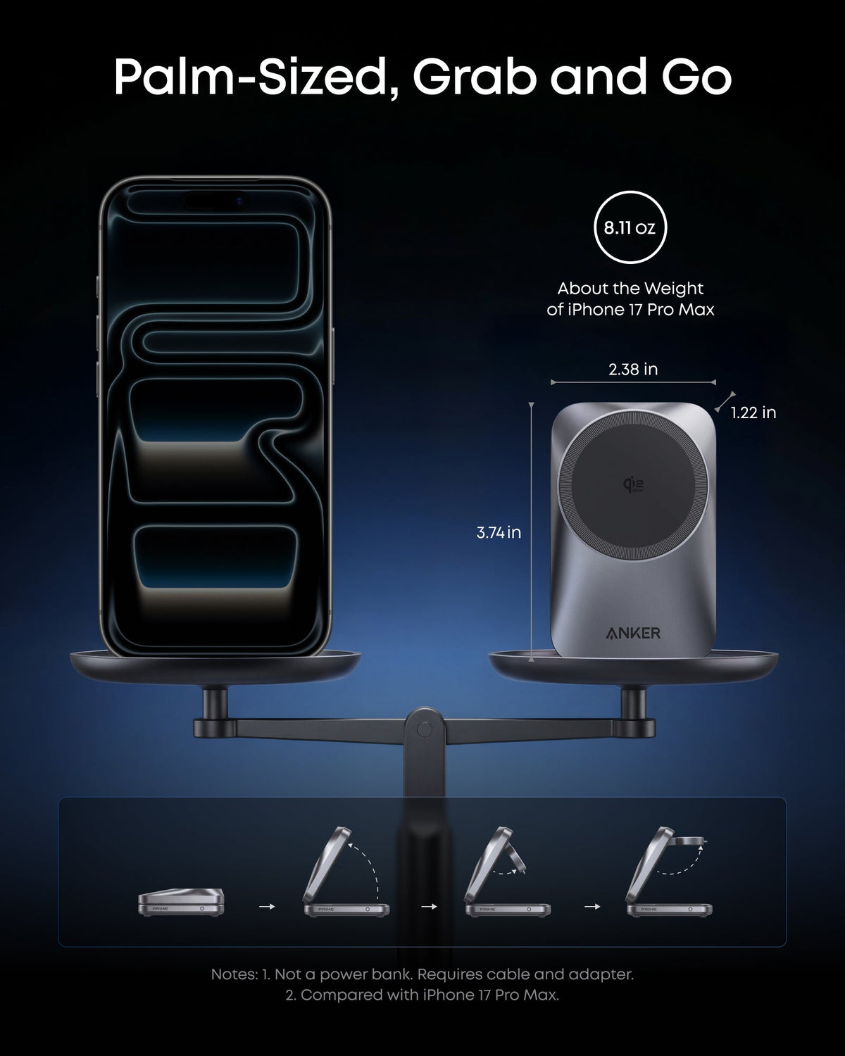 ankerrdeals Pro Wireless Charging Station (3-in-1, Magnetic, AirCool, Foldable)