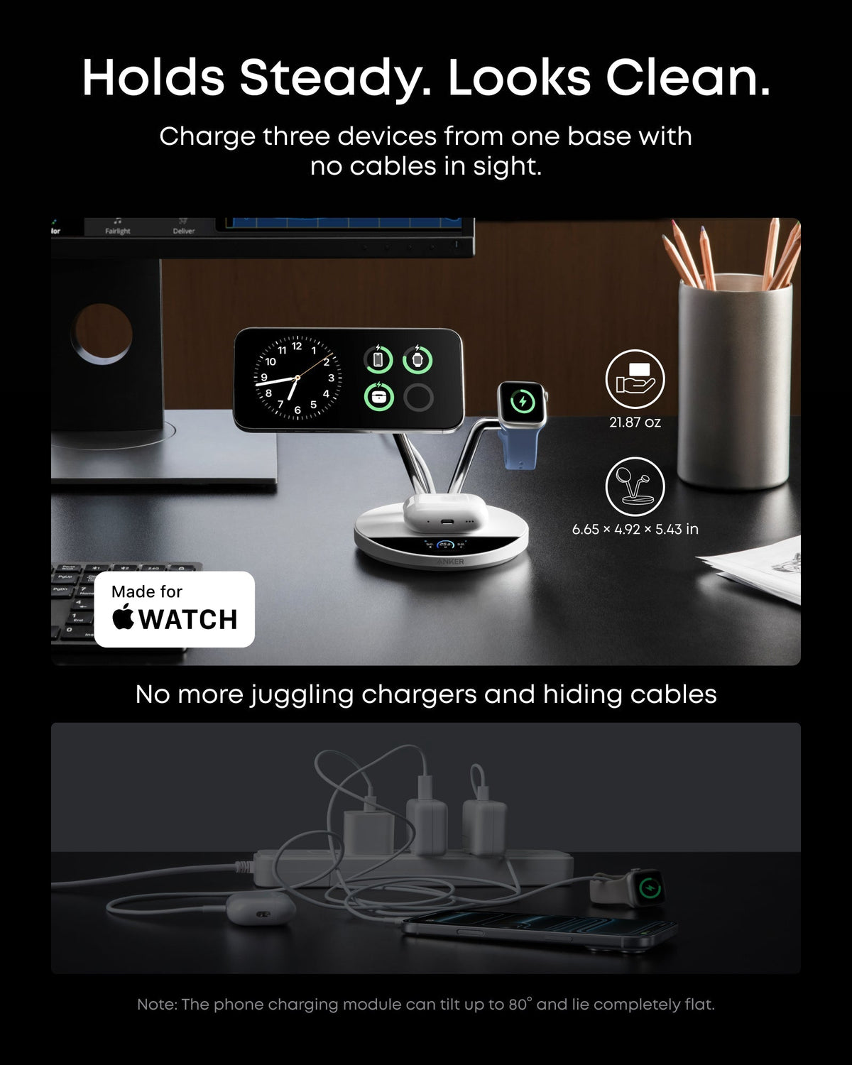 ankerrdeals Pro Wireless Charging Station (3-in-1, Magnetic, AirCool, Dock Stand)