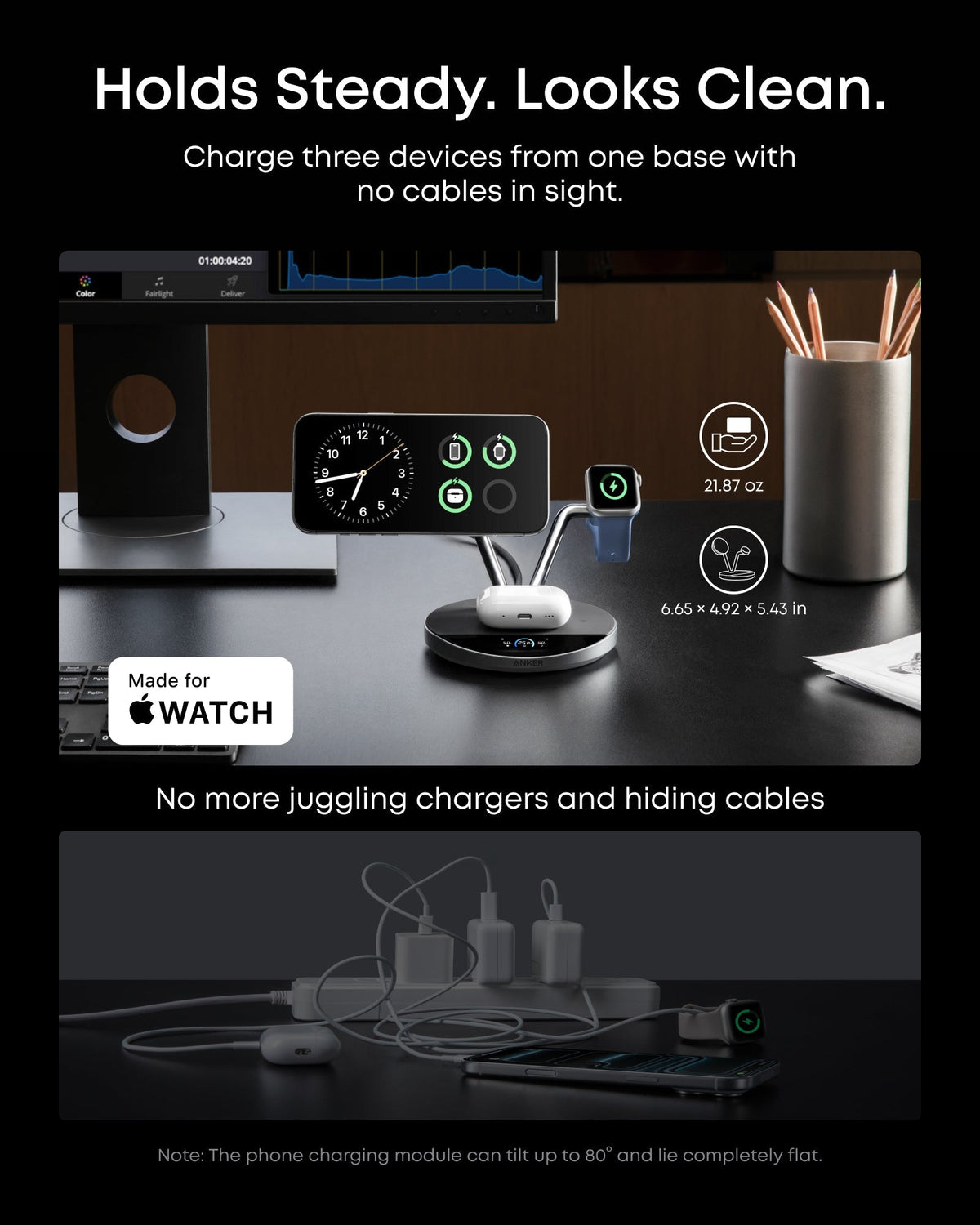 ankerrdeals Pro Wireless Charging Station (3-in-1, Magnetic, AirCool, Dock Stand)