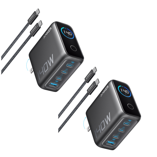 2-Pack ankerrdeals Laptop Charger (140W, 4-Port, PD 3.1) with 2-Pack USB-C Cable