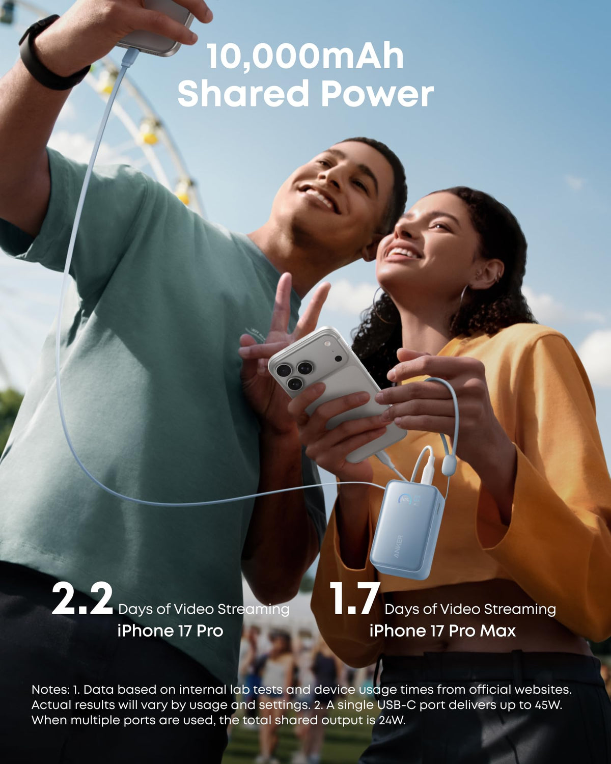 ankerrdeals Mini Power Bank (10K, 45W, Built-In Retractable USB-C Cable)