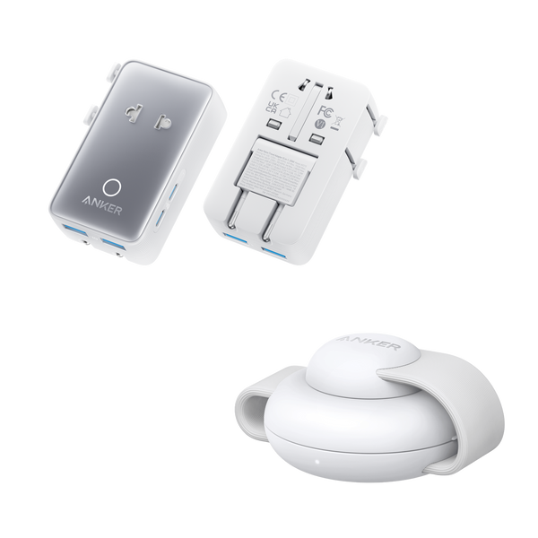 ankerrdeals Magnetic Wireless Charging Station (3-in-1, Foldable Pad) and ankerrdeals Mini Travel Adapter (5-in-1, 20W, 1-Pack)