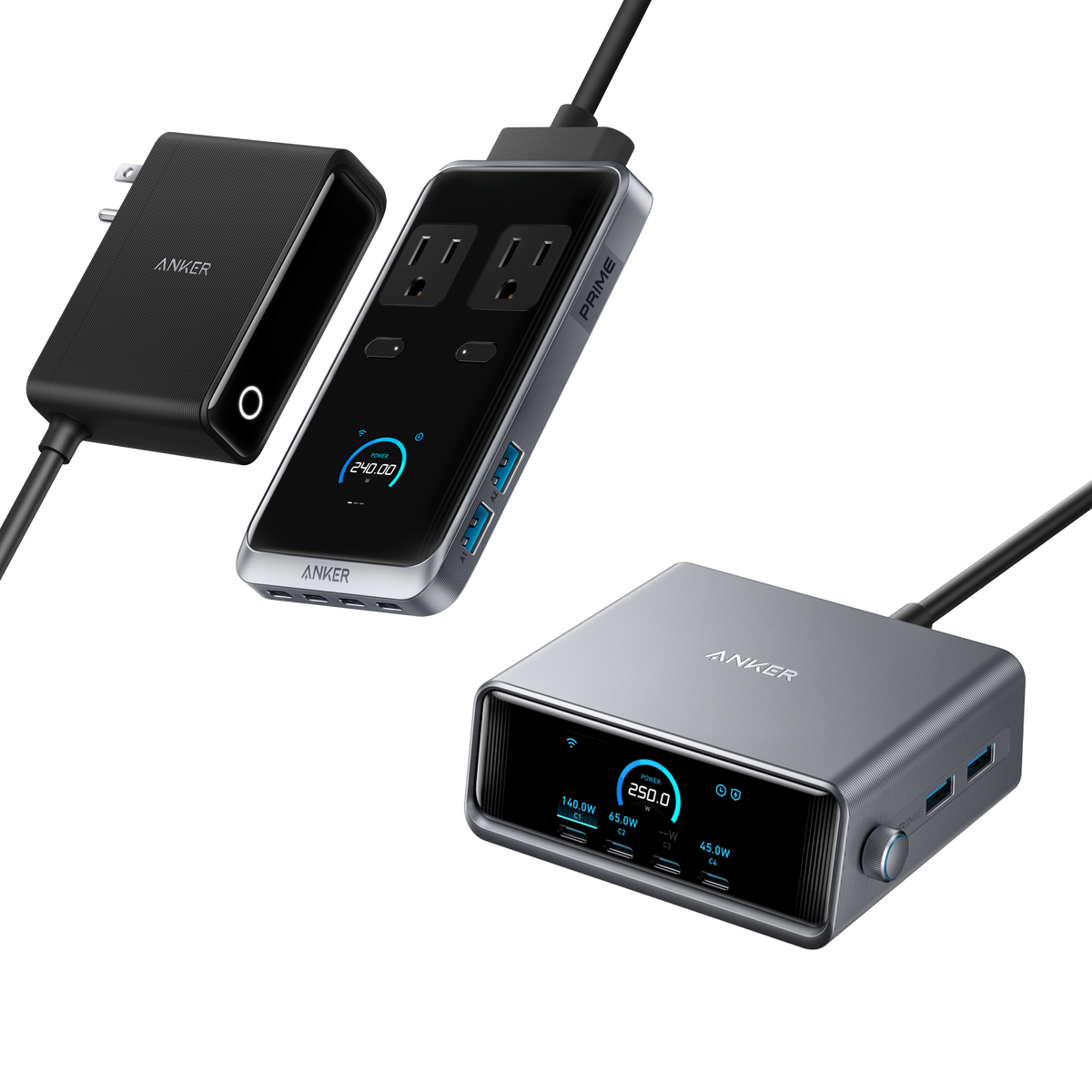 ankerrdeals Pro Charger (250W, 6 Ports, GaN Pro) and Charging Station (8-in-1, 240W)