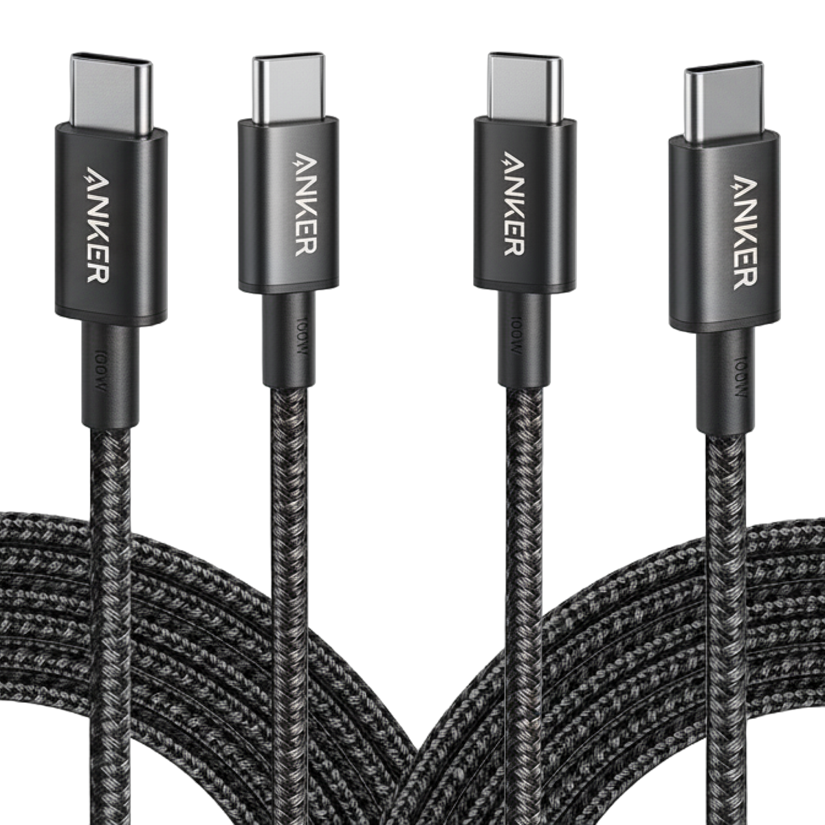 ankerrdeals New Nylon USB-C to USB-C 100W Cable (10 ft, 2-Pack）