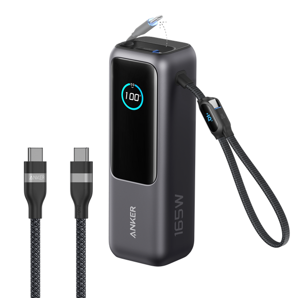 Bundle kit: ankerrdeals Laptop Power Bank (25K, 165W, Built-In and Retractable Cables) and ankerrdeals USB-C to USB-C Cable (6 ft, 240W, Upcycled-Braided)