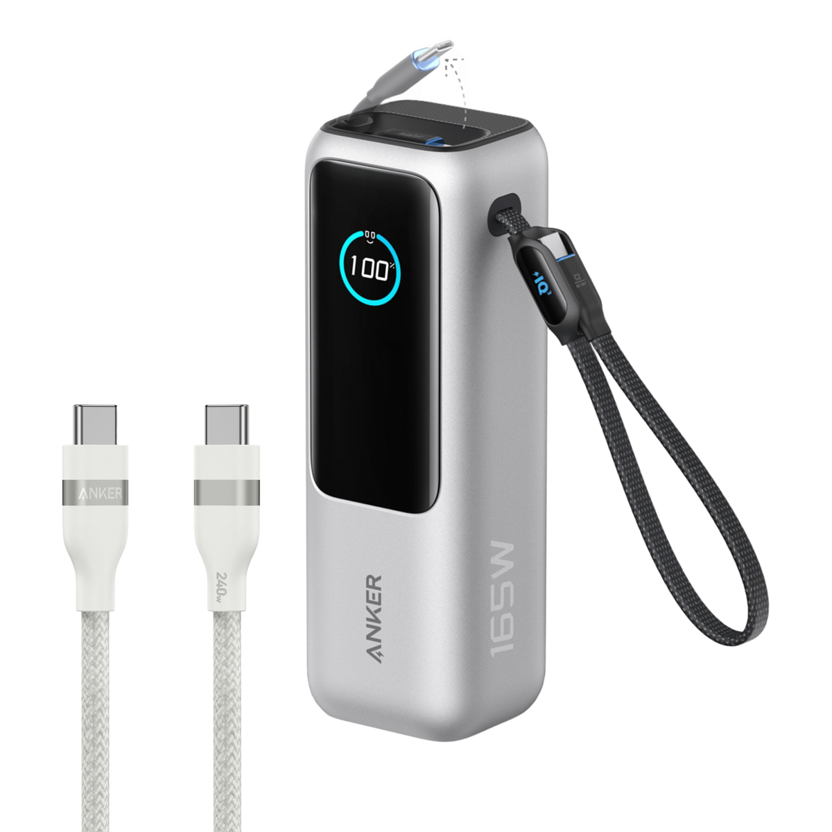 Bundle kit: ankerrdeals Laptop Power Bank (25K, 165W, Built-In and Retractable Cables) and ankerrdeals USB-C to USB-C Cable (6 ft, 240W, Upcycled-Braided)