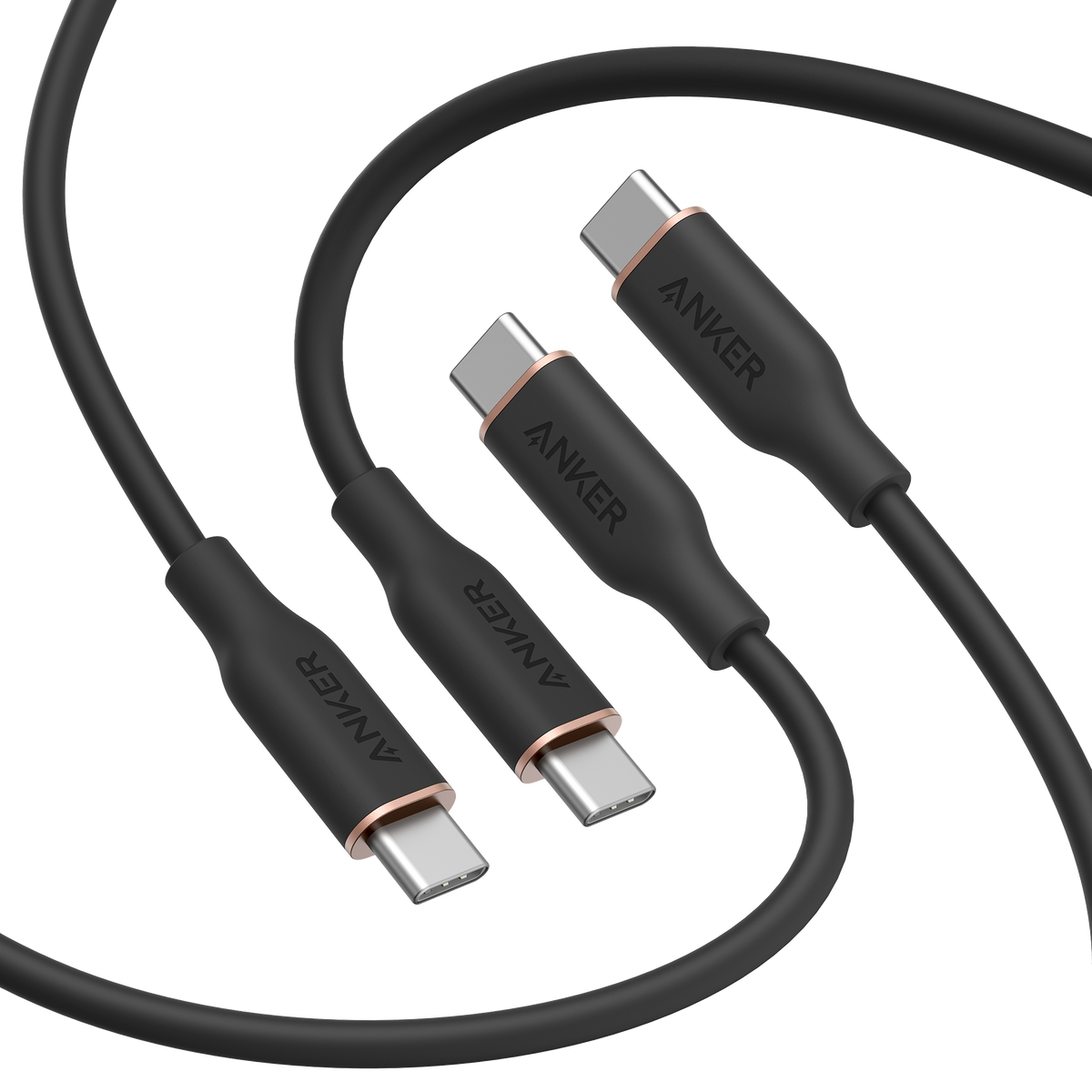 ankerrdeals 643 USB-C to USB-C Cable (Flow, Silicone, 240W, 2-Pack, Midnight Black)