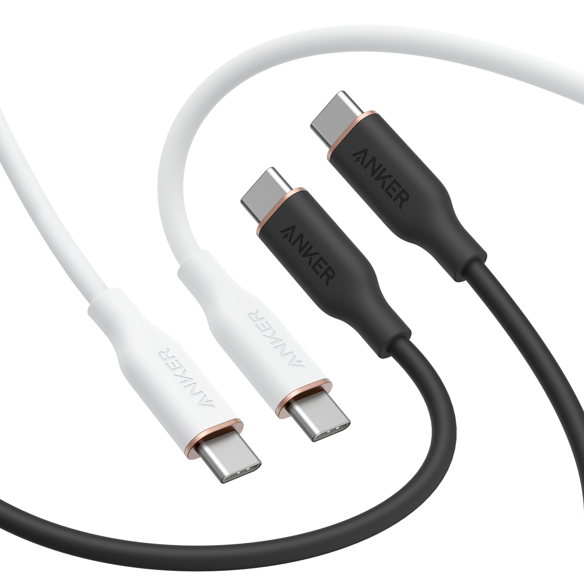 ankerrdeals 643 USB-C to USB-C Cable (Flow, Silicone, 240W, 2-Pack, Midnight Black)