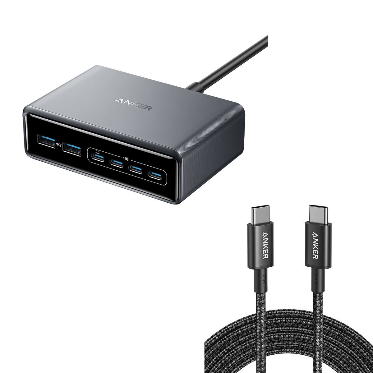 Bundle kit:ankerrdeals Pro Charger (200W, 6 Ports, GaN) and USB-C to USB-C 100W Cable (10 ft)