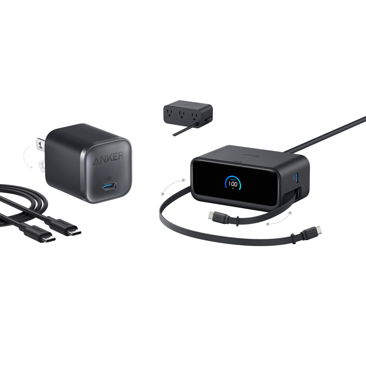 ankerrdeals Mini Charging Station (7-in-1, 100W) and ankerrdeals Mini Charger (45W) with Cable