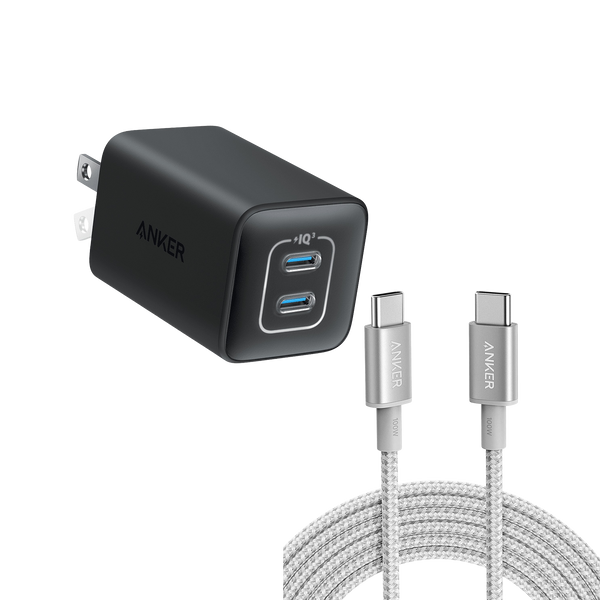 ankerrdeals 523 Charger (Mini 3, 47W) and New Nylon USB-C to USB-C 100W Cable (10 ft)